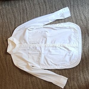Womans Athleta long white button-down shirt